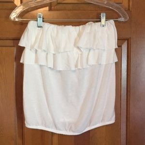 Strapless white top with ruffles